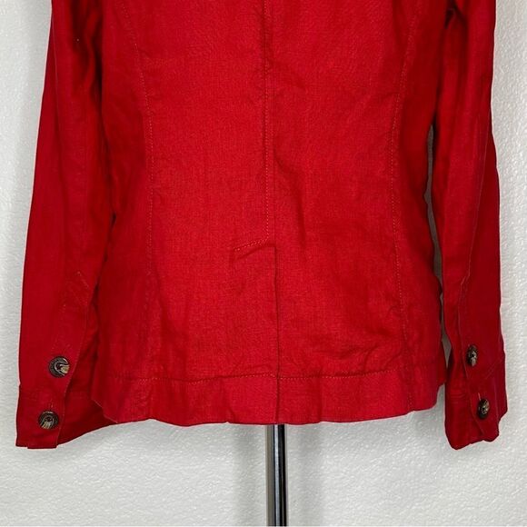 Dana Buchman 100% Linen Red Button Down Jacket Shacket - Picture 8 of 12